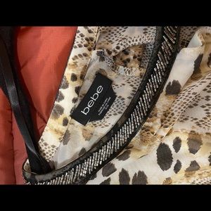 Bebe leopard 🐆 sheer embellished blouse M